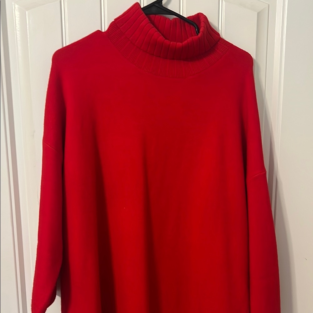 Tuckernuck Pomander Place Vibrant Red Cowl Neck Sweater